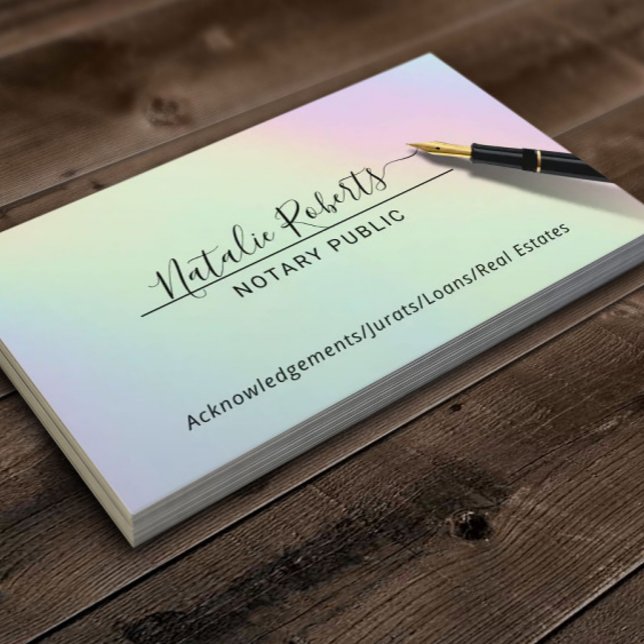 Notary Minimalist Script Signature Holographic Business Card (Creator Uploaded)