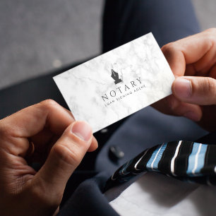 Notary Mobile Loan Signing Agent White Marble Business Card