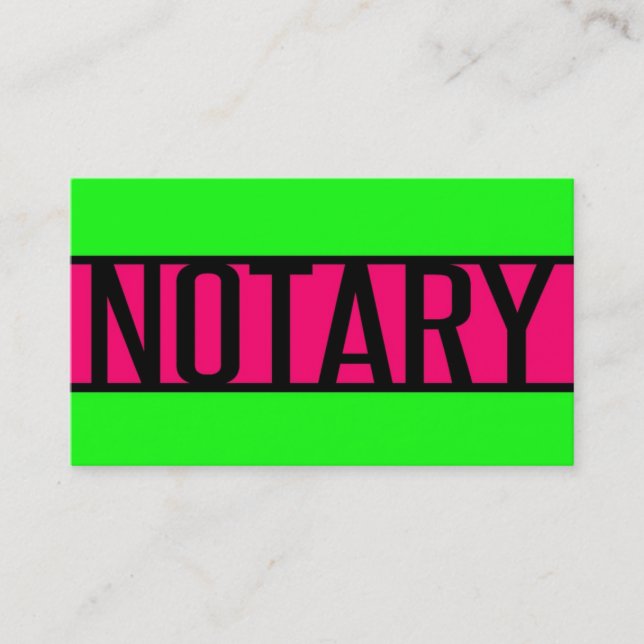 Notary Neon Green and Hot Pink Business Card (Front)