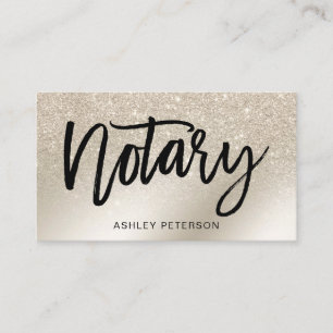 Notary pearl glitter ivory ombre gradient metallic business card