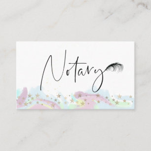 *~* NOTARY Pen Feather Signing Agent PHOTO Stars Business Card