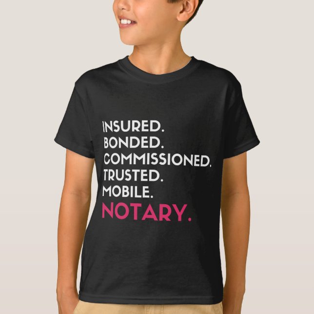 Notary Period. Mobile Notary Public Marketing Sign T-Shirt (Front)