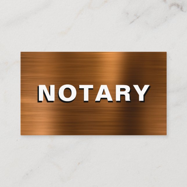 *~* NOTARY PHOTO COPPER METAL Signing Agent  Business Card (Front)