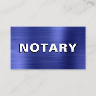 *~* NOTARY PHOTO  METAL Navy Blue Signing Agent Business Card