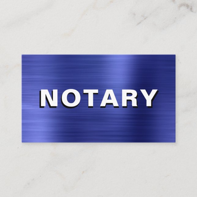 *~* NOTARY PHOTO  METAL Navy Blue Signing Agent Business Card (Front)