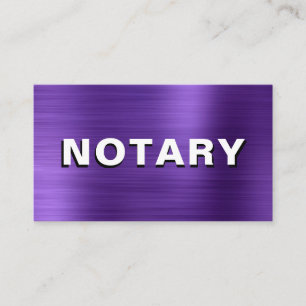 *~* NOTARY PHOTO  METAL PURPLE Signing Agent Business Card