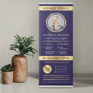 Notary Photo Navy & Gold Logo Law Firm Marketing Retractable Banner