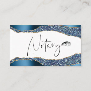 *~* NOTARY PHOTO Pen Feather Signing Agent Glitter Business Card