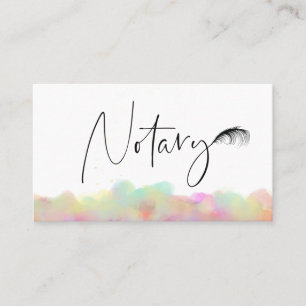 *~* NOTARY PHOTO Pen Feather Signing Agent Pastel Business Card