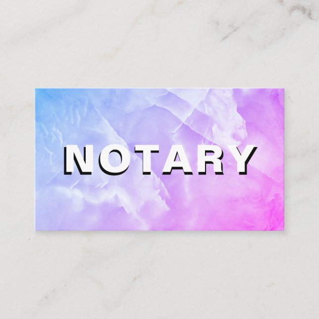 *~* NOTARY PHOTO Pink Blue  MARBLE Signing Agent Business Card (Front)