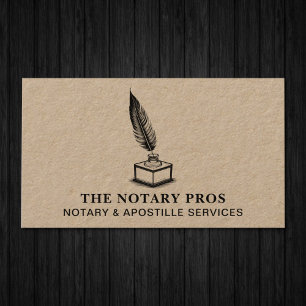 Notary Public Apostille Service Vintage Quill Business Card