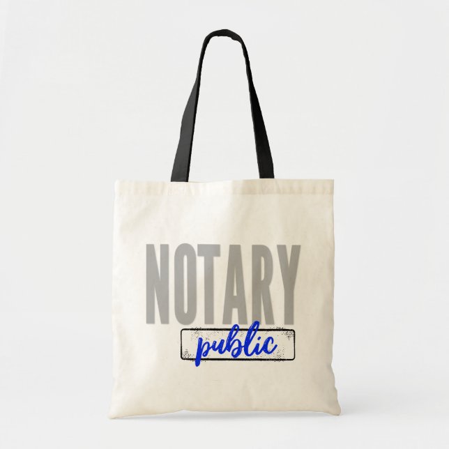 Notary Public Big Font Faded Black with Blue Tote Bag (Front)
