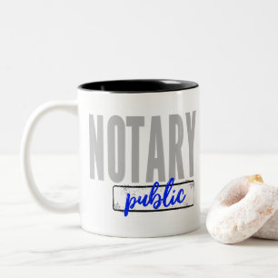 Notary Public Big Font Faded Black with Blue Two-Tone Coffee Mug