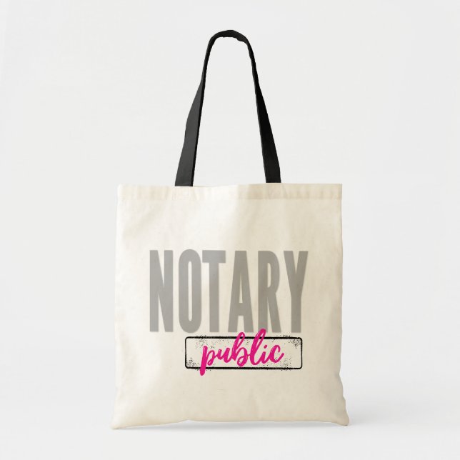Notary Public Big Font Faded Black with Fuchsia Tote Bag (Front)