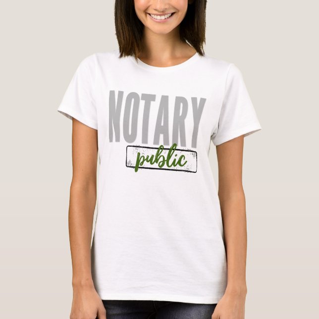 Notary Public Big Font Faded Black with Green T-Shirt (Front)