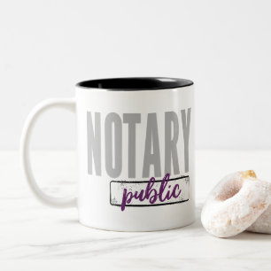 Notary Public Big Font Faded Black with Purple Two-Tone Coffee Mug