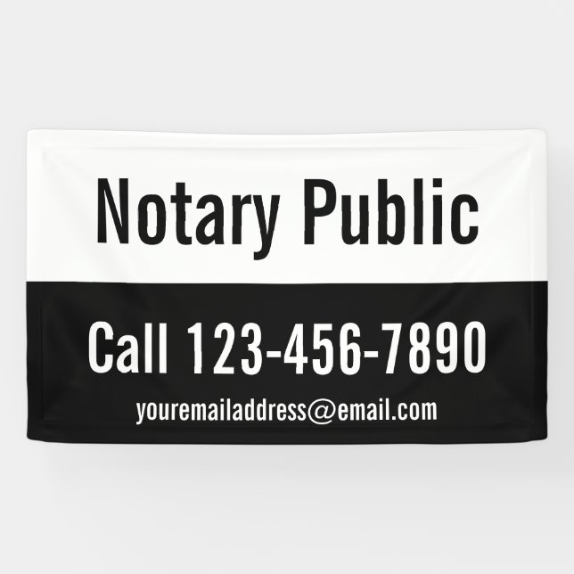 Notary Public Black and White Promotional Template Banner (Horizontal)