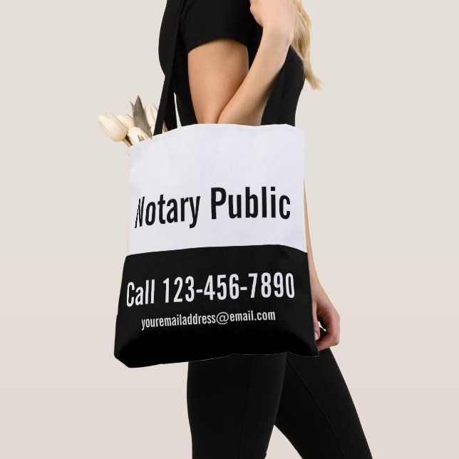Notary Public Black and White Promotional Template Tote Bag (Close Up)