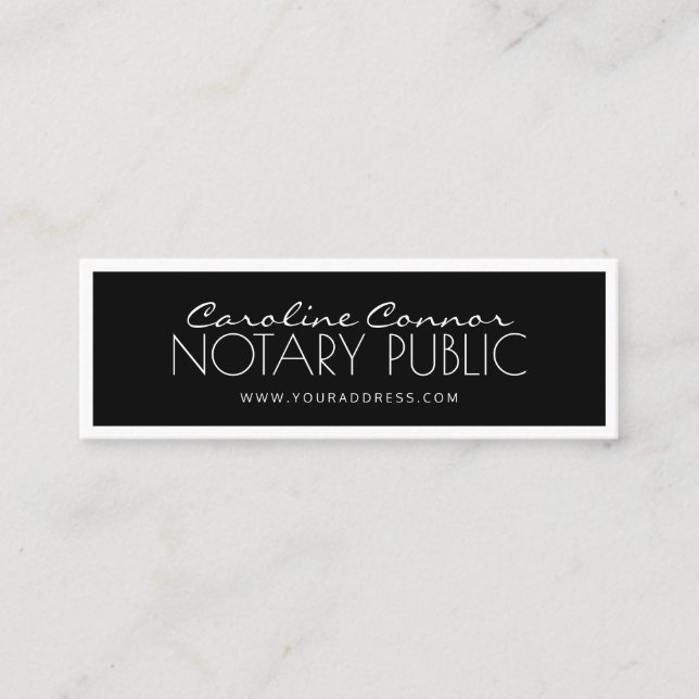 Notary Public Black & White Bordered Card (Front)