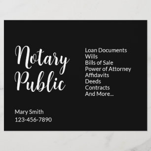 Notary Public Black White Name Business Services Flyer