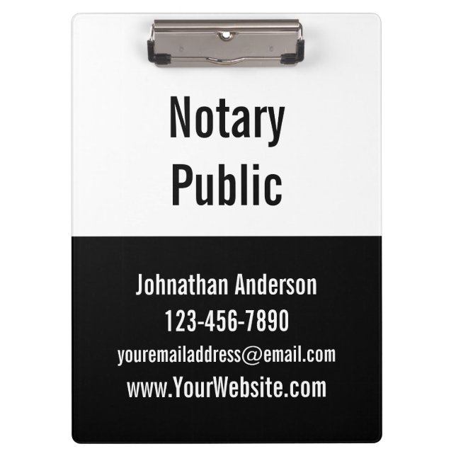 Notary Public Black & White Promotional Template Clipboard (Front)