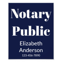 Notary Public Blue Name Phone Number Window Sign