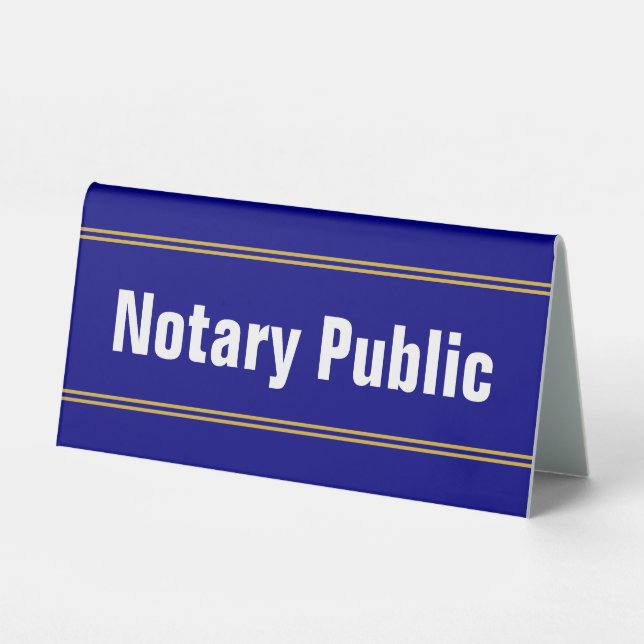 Notary Public Blue White Gold Title Text Template (Front)