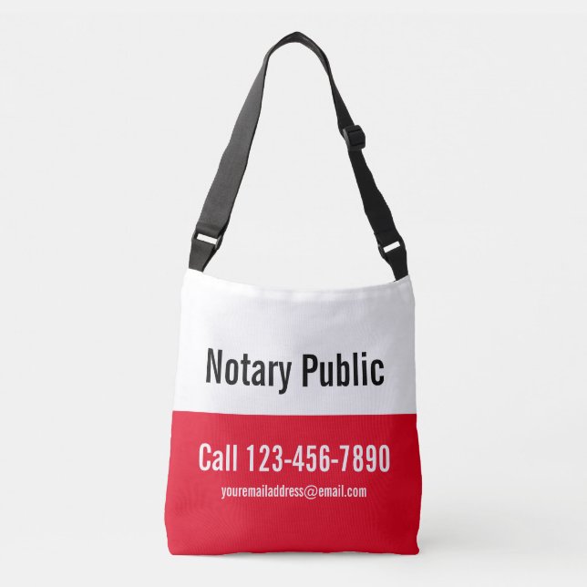 Notary Public Bright Red Black & White Template Crossbody Bag (Front)