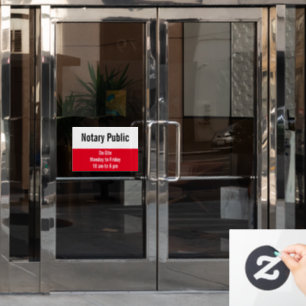 Notary Public Bright Red Black & White Template Window Cling