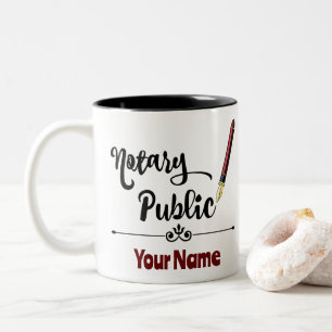 Notary Public Burgundy Ink Pen Customised Name Two-Tone Coffee Mug