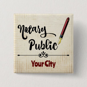 Notary Public Burgundy Ink Pen Customized City 15 Cm Square Badge