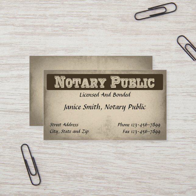 Notary Public Business Card (Front/Back In Situ)