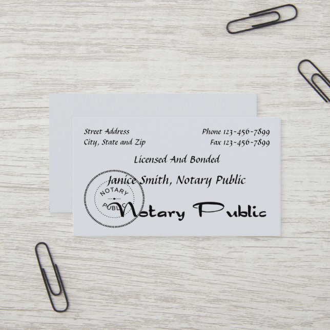 Notary Public Business Card (Front/Back In Situ)