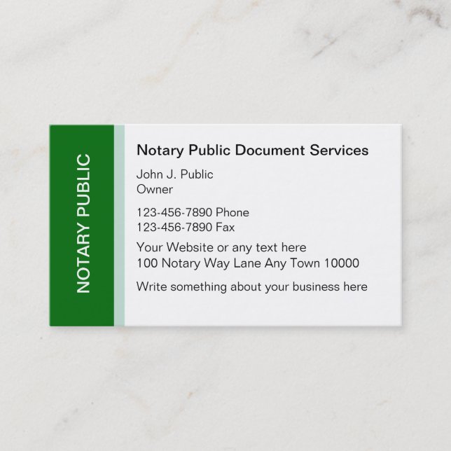 Notary Public Business Cards (Front)