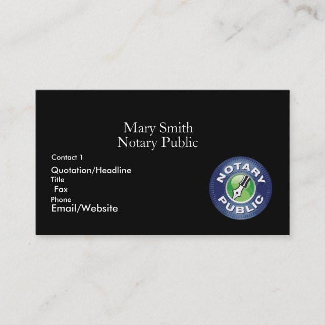 Notary Public Business Cards (Front)