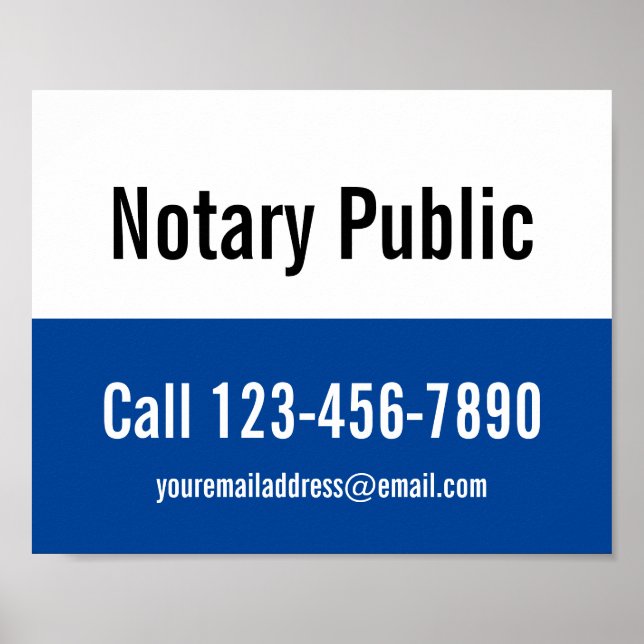 Notary Public Deep Blue White Business Template Poster (Front)