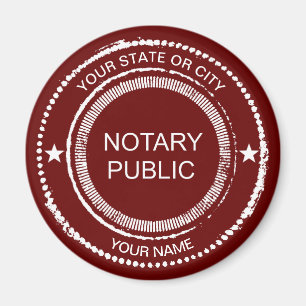 Notary Public Distressed Seal City Name Customised Magnet