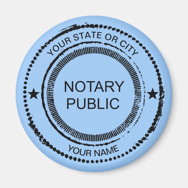 Notary Public Distressed Seal City Name Customised Magnet (Front)