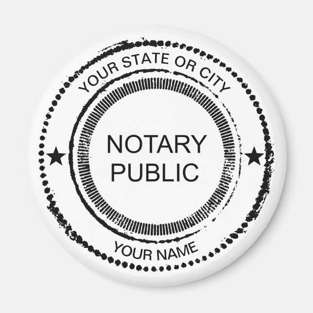 Notary Public Distressed Seal City Name Customised Magnet (Front)