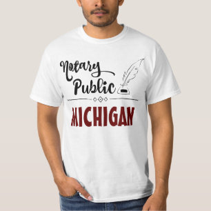 Notary Public Elegant Feather Quill Michigan T-Shirt