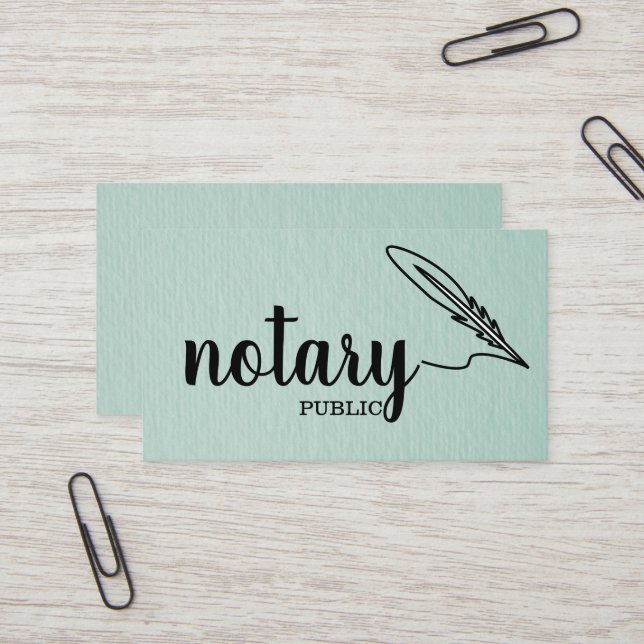 Notary Public Elegant Script Plain Black &  White Business Card (Front/Back In Situ)