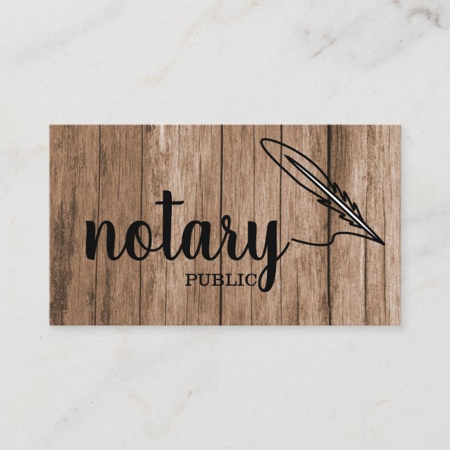 Notary Public Elegant Script Plain Black &  White  Business Card (Front)