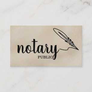 Notary Public Elegant Script Plain Black &  White  Business Card