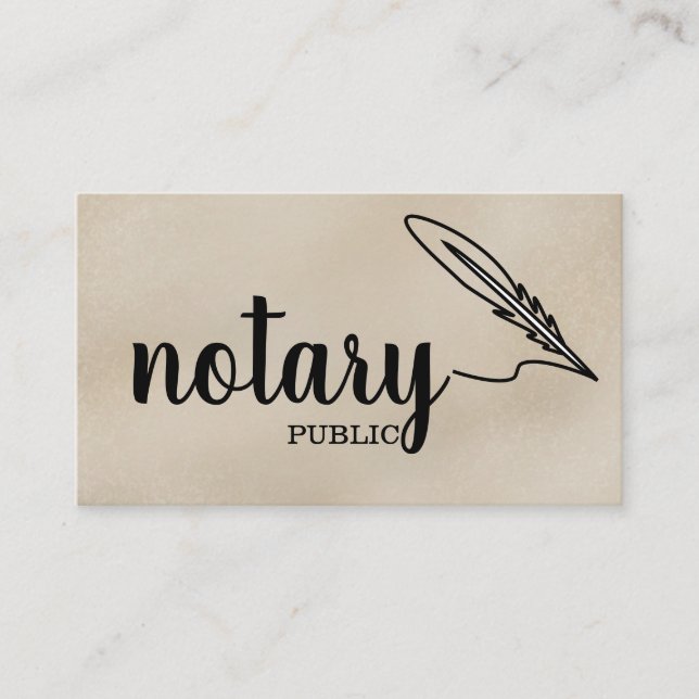 Notary Public Elegant Script Plain Black &  White  Business Card (Front)