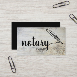 Notary Public Elegant Script Plain Black &  White Business Card