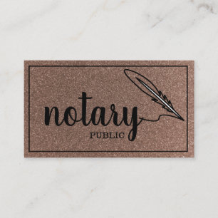 Notary Public Elegant Script Plain Black &  White  Business Card