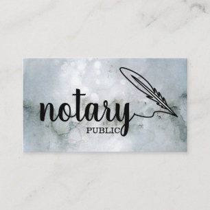 Notary Public Elegant Script Plain Black &  White  Business Card