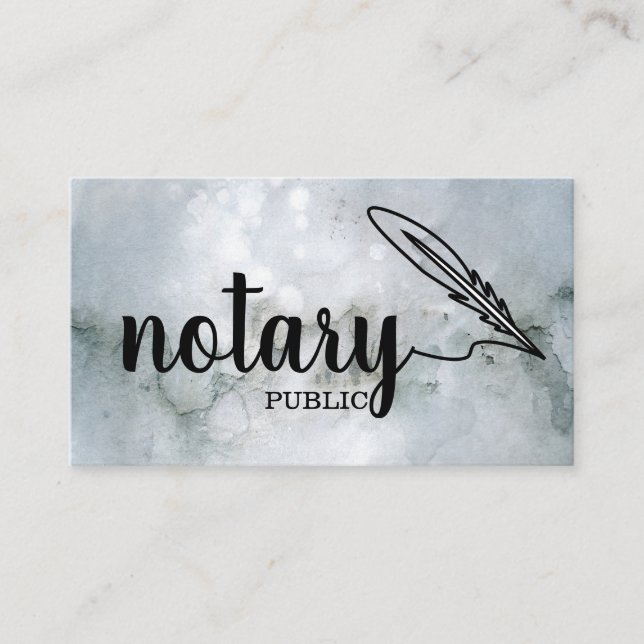 Notary Public Elegant Script Plain Black &  White  Business Card (Front)