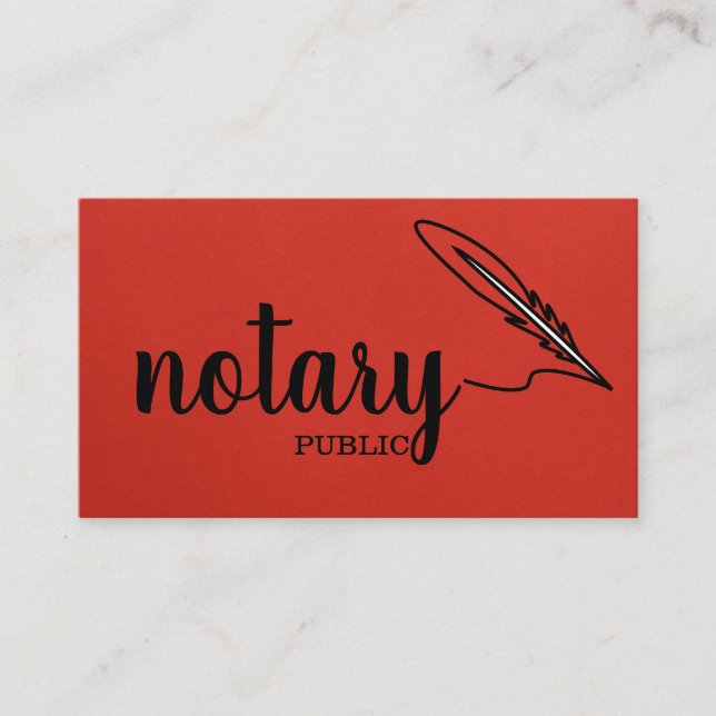 Notary Public Elegant Script Plain Black &  White  Business Card (Front)