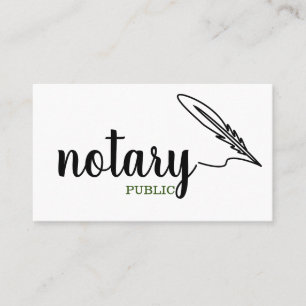 Notary Public Elegant Script Plain Black &  White Business Card